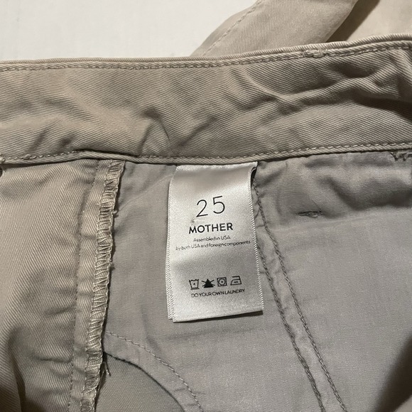 Mother Women 25 X 23 The Shaker Prep Ankle Fray Beige Pink Cropped USA Made Pant - Picture 6 of 9